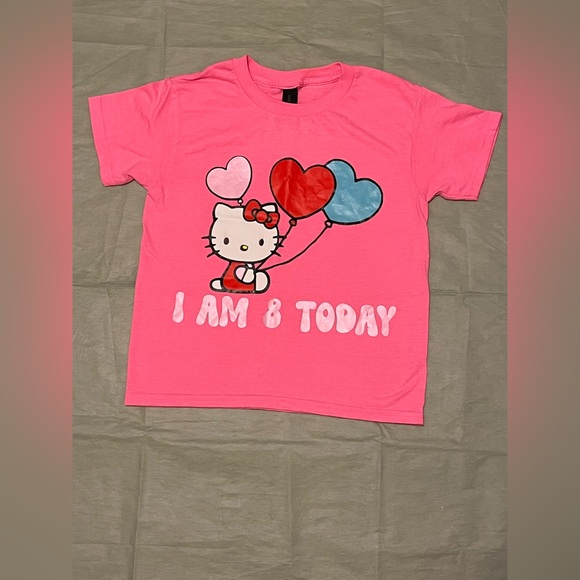 Hello Kitty Other - Hello Kitty Pink Birthday T-Shirt “8” Gildan Sz XS